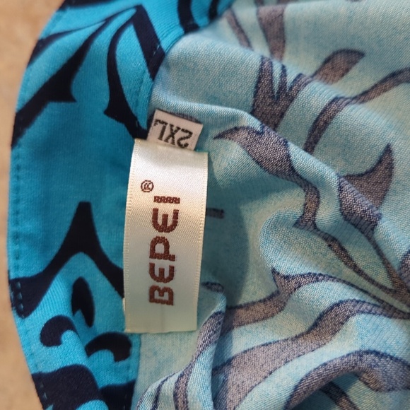 Bepei 2X Long Sleeve Blouse Turquoise Black Paisley Zipper - Picture 9 of 13